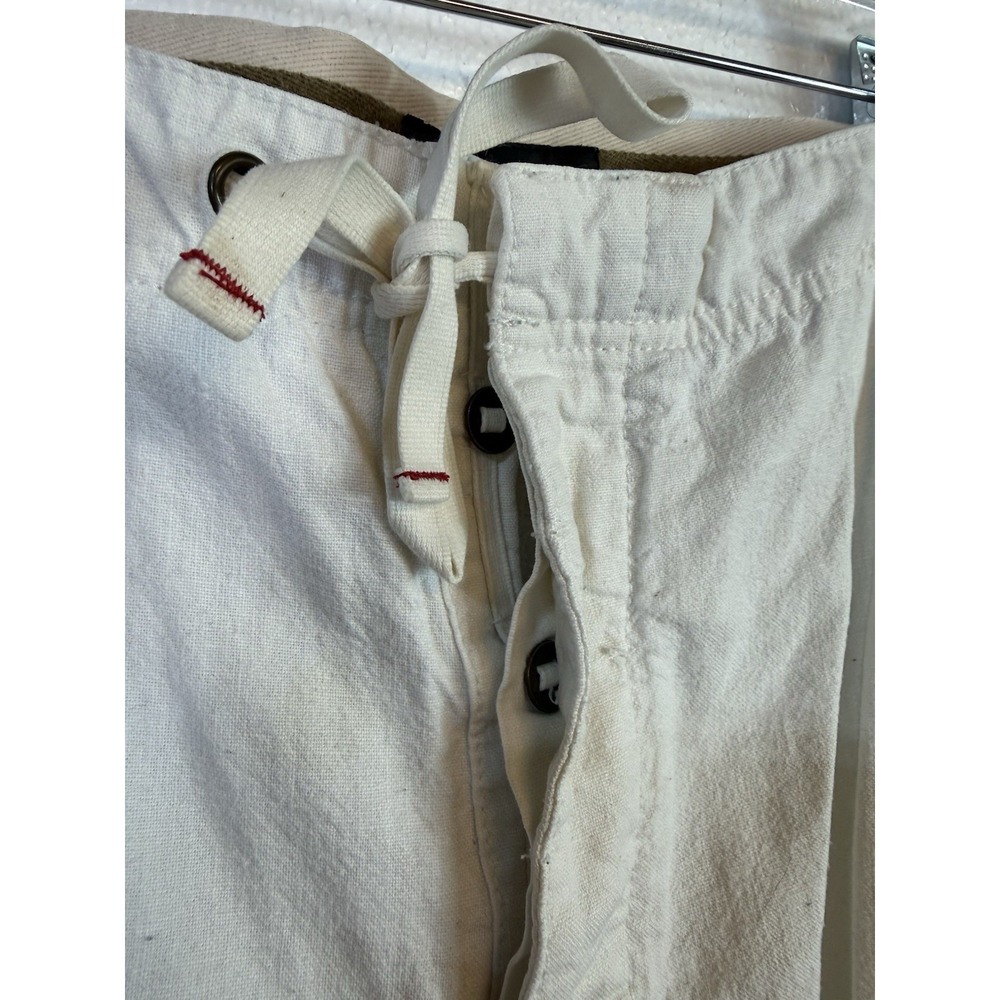 Y2K Express Linen Blend Drawstring Pants Men XL Beige Button Fly Wide Leg Beach - Picture 4 of 10